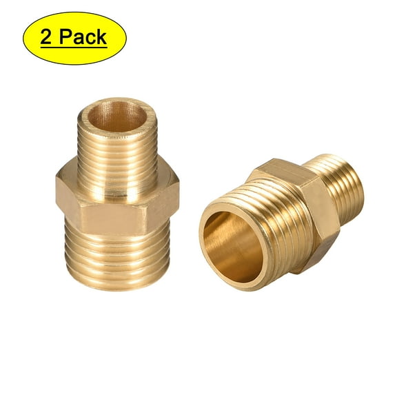 Pipe Fitting Reducing Hex Nipple 1/4" x 1/8" G Male Pipe Brass Fitting 2pcs