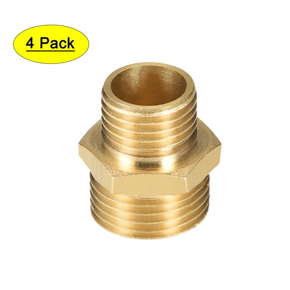 Pipe Fitting Reducing Hex Nipple 1/4" x 3/8" G Male Pipe Brass Fitting 4pcs