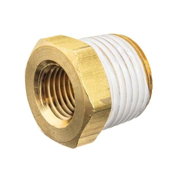 Pipe Fitting w/ Thread Sealant - Brass - Class 125 - Hex Bushing - 3/4" NPT Male x 1/2" NPT Female