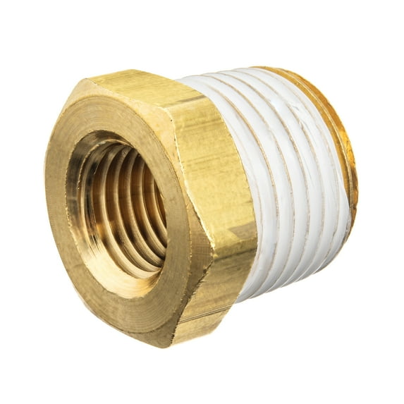 Pipe Fitting w/ Thread Sealant - Brass - Class 125 - Hex Bushing - 3" NPT Male x 1-1/2" NPT Female