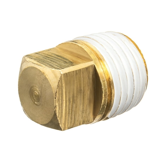 Pipe Fitting w/ Thread Sealant - Brass - Class 125 - Square Head Plug - 1/2" BSPT Male