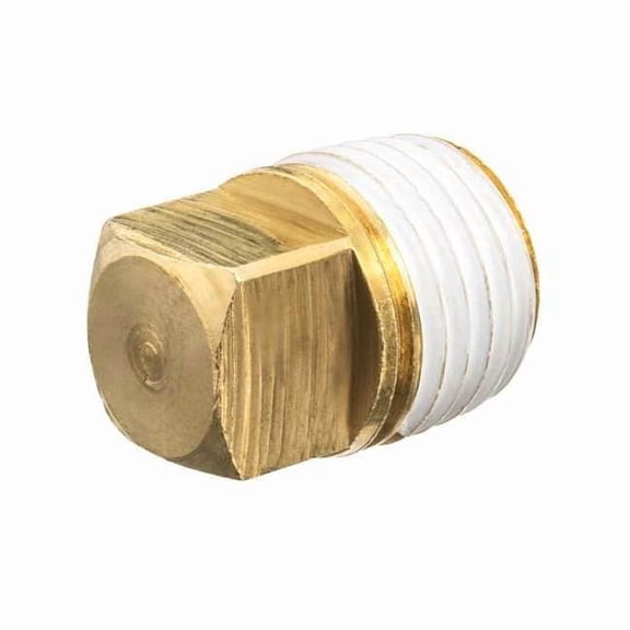 Pipe Fitting w/ Thread Sealant - Brass - Class 125 - Square Head Plug - 1/2" NPT Male