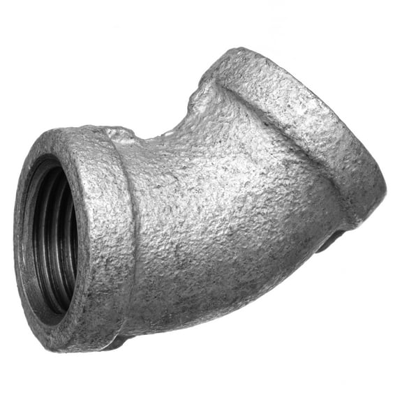 Pipe Fittings - Galvanized Malleable Iron - Class 150 - 45 Degree Elbow - 1/4" BSPT Female