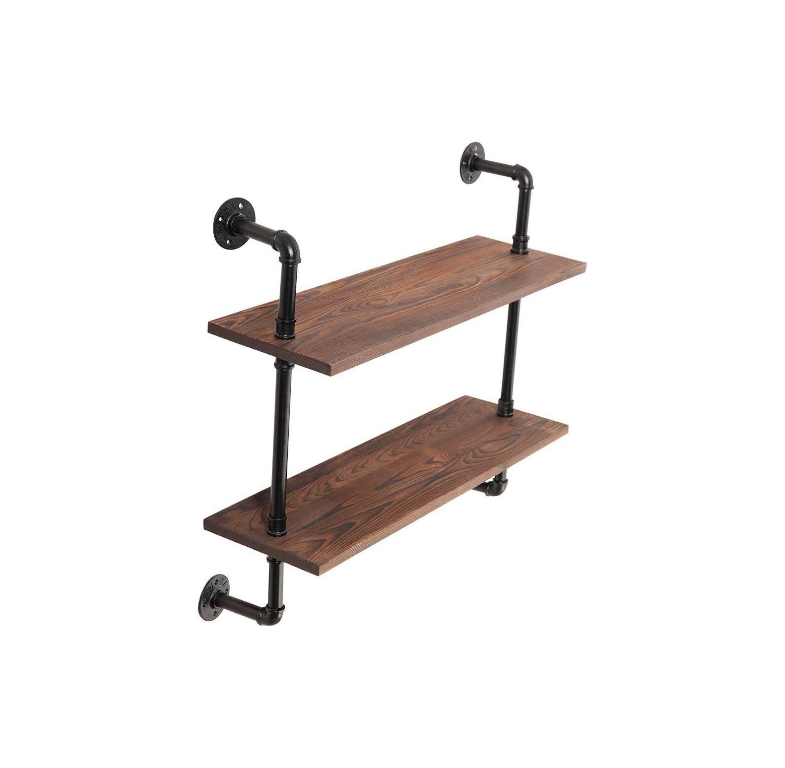 Pipe Floating Shelves, 2Tiers Industrial Pipe Wall Shelves Bookshelf
