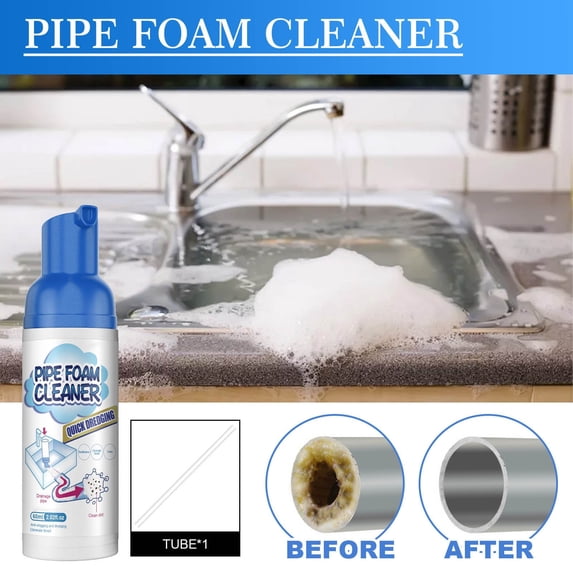 Pipe Foam Cleaner Spray,Clears Blockages & Eliminates Odors,Quick Dredging & Deodorizing Formula for Drains,Sinks and Toilets,2 oz