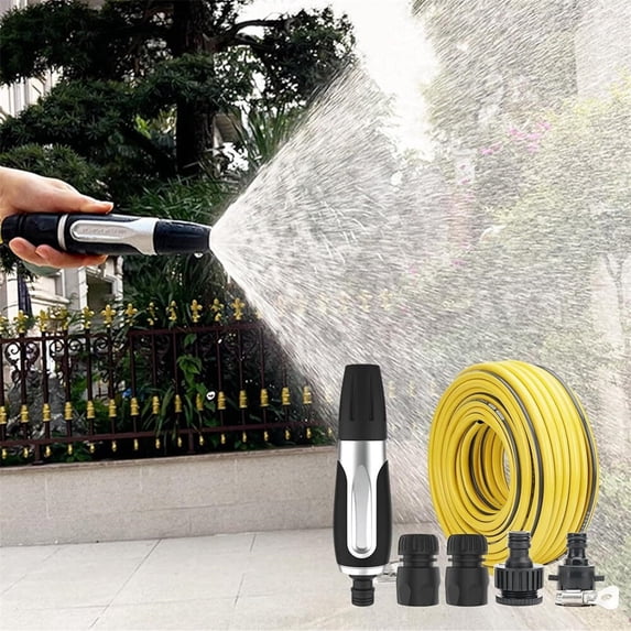 Pipe Gold Car Wash Water Household Tools Set, High Powerful Artifact Nozzle Hose Pressurized Water Flowers High Pressure Hose Nozzle Border Gardening Tools Long Water Pipe 3m