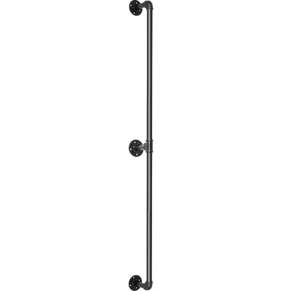 Pipe Handrail 4ft for Stairs, 440 lbs Load Capacity Carbon Steel Staircase Handrail with Wall Mount Support, Indoor Outdoor Stair Railings
