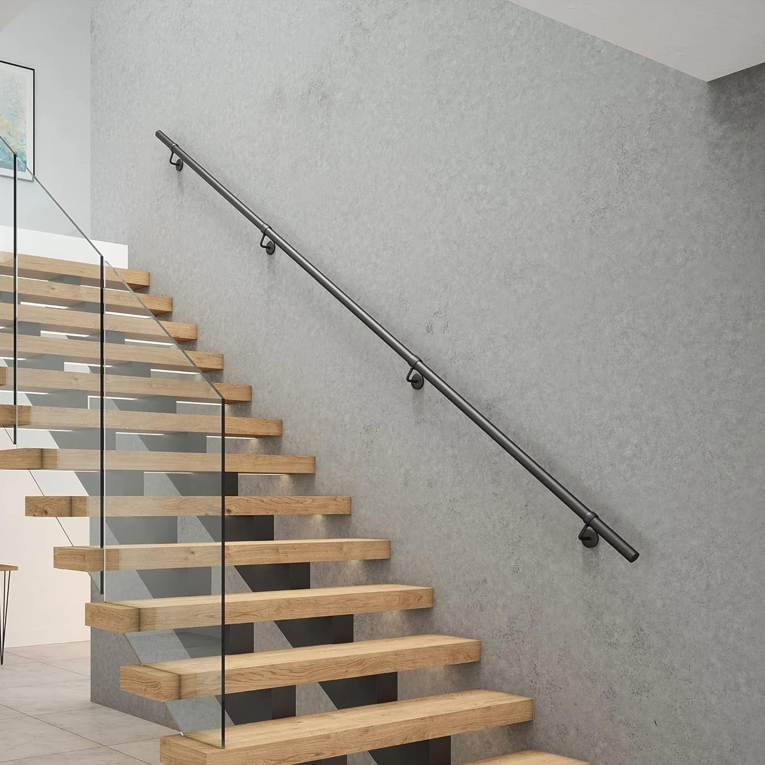 Pipe Handrails for Indoor Stairs: 3.3FT Stair Railing Steel Hand ...