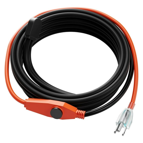 Pipe Heating Cable 24FT, 7W/FT Self-Regulating Heat Tape with Built-in Thermostat, Freeze Protection for Water Pipes, Roof & Gutter, Indoor/Outdoor Use