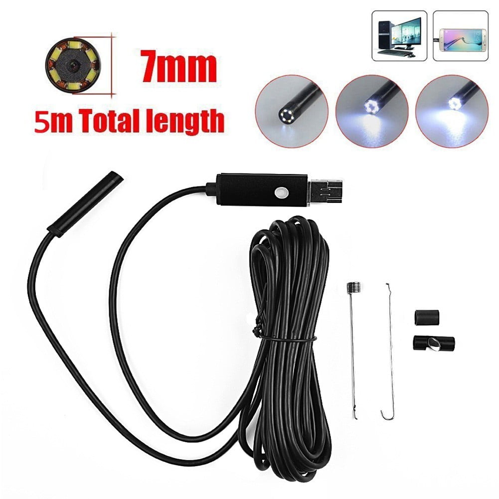 Pipe Inspection 5M 7Mm Camera Plumbing Water Proof Usb Drain Industrial Borescopes Sewer