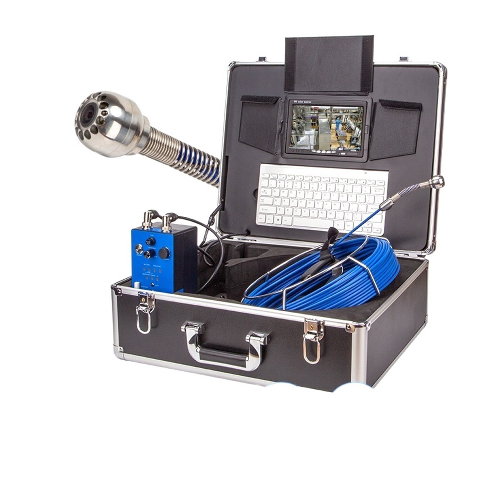 Pipe Inspection Camera, 9 Inch Monitor Sewer Industrial Endoscope Video + + 8X Ima Enlar 20/50/100M for Measurement