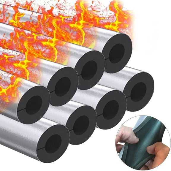 Pipe Insulation Foam Tube,8 Pcs Self Adhesive Insulation Wrap Tape for Copper Pipe,0.87 in Insulation Wrap Freezing Aluminum Foil Pipe for Outdoor Winter Irrigation,Sprinkler,15.75 in Lenght