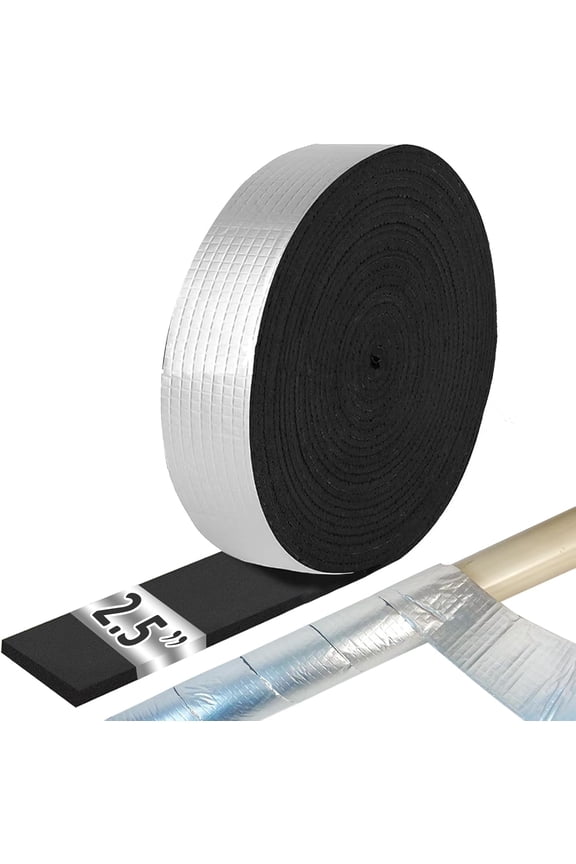 Pipe Insulation Tape Roll, 1.9" Wide X 32.8 Ft Outdoor Pipe Foam Insulation Tape with Aluminum Foil, Self Adhesive Pipe Insulation Wrap for Hot and Cold Water Pipe Insulation in Winter