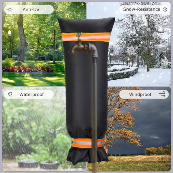 Pipe Insulation Winter Garden Hose Faucet Antifreeze Cover Insulation Cover 4 Size Suit Different Faucet Water Proof Insulated Faucet Cover With Orange Reflective Strips