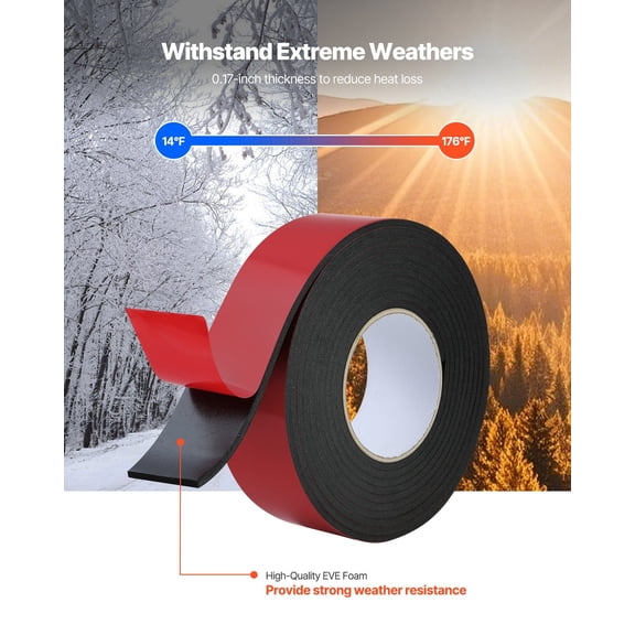 Pipe Insulation Wrap, 14FT Long x 2-inch Wide, Self-Adhesive Foam Tape for Pipes, Weather Stripping, HVAC, Ductwork