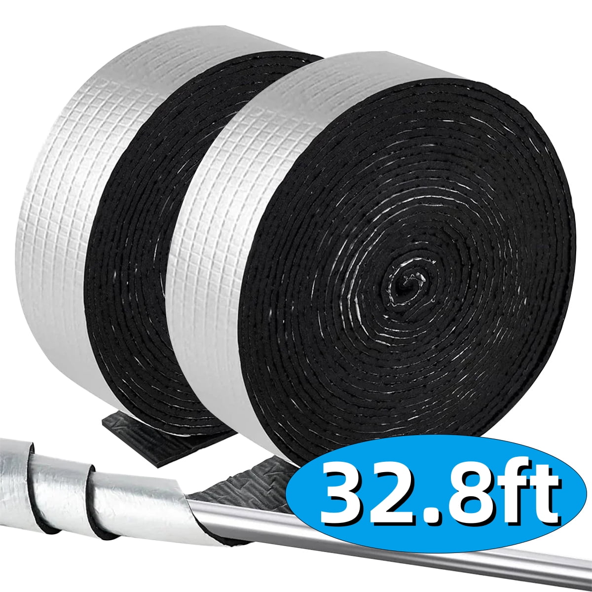 Pipe Insulation Wrap Pipe Freeze Protection Self Adhesive Weatherproofing Hose Wrap Winter Foam Foil and Pipe Wrap Insulation Tape Hot Water Pipes 32.8 Ft