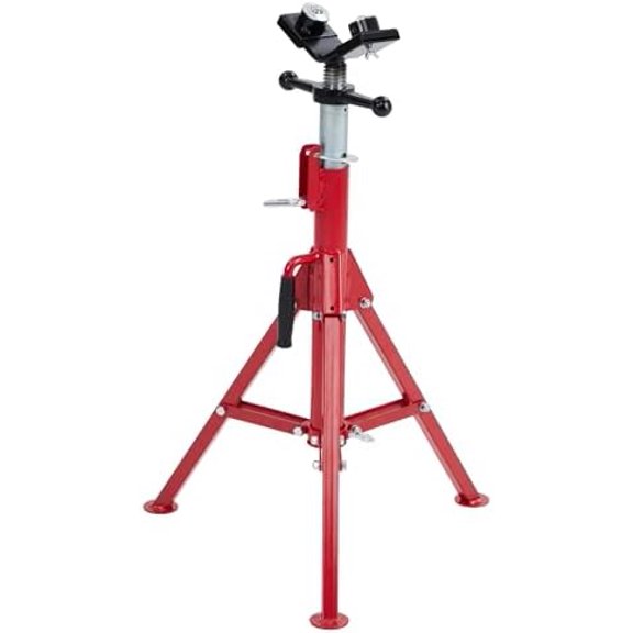 Pipe Jack Stand, Heavy Duty Jack Stand, Pipe Stand for Welding, V-Head with 2 Balls for Easy Movement of Items, Portable Folding Legs, for 1/8-12 Inch Pipe, Adjustable Height 28-52 Inches