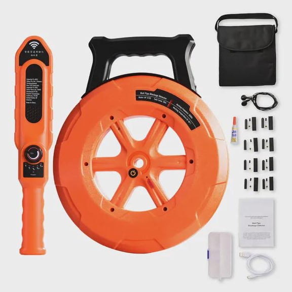BENGPAOBA-100ft/30m Waterproof Pipe Locator Underground PVC & Metal Pipe Detection Tool with Adjustable Sensitivity | IP67 Wall Scanner for Plumbing & Sewer Blockage