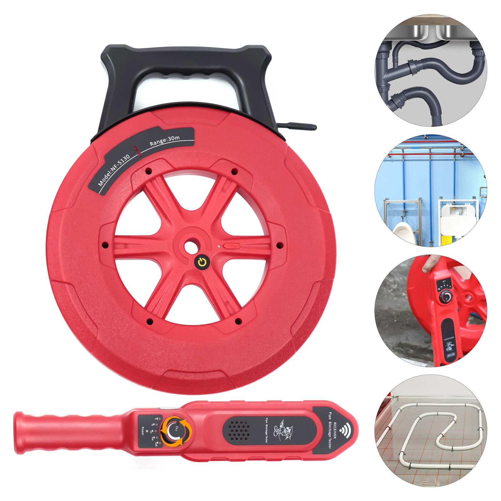 Pipe Locators Pipe Blockage Detector 30 M 100ft Diagnostic-Tool Scanner ...