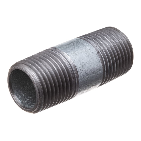 Pipe Nipple - Galvanized Steel - Schedule 40 - Welded - Threaded on Both Ends - 1-1/4" BSPT x NPT - 6" Long