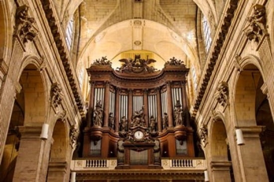 Pipe Organ in Eglise Saint Sulpice Canvas Art - Brian Jannsen DanitaDelimont (36 x 24)
