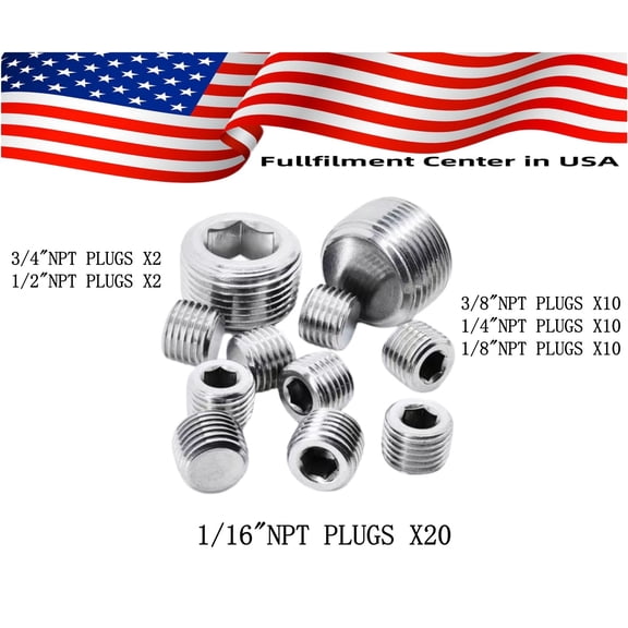 Pipe Plug Assortment set 1/16"~3/4" NPT Plug Hex Thread Socket Fitting 54PCS