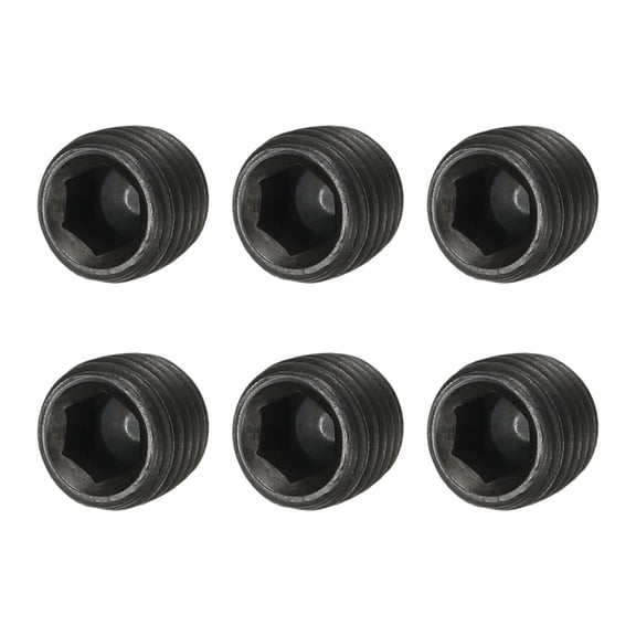 Pipe Plug Carbon Steel Internal Hex Thread Socket - 1/16 Inch NPT Male & 6 Pack