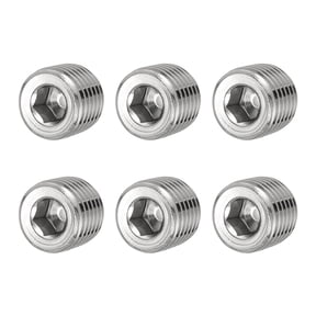 Pipe Plug Stainless Steel Internal Hex Thread Socket - 1/4 Inch NPT Male & 6 Pack