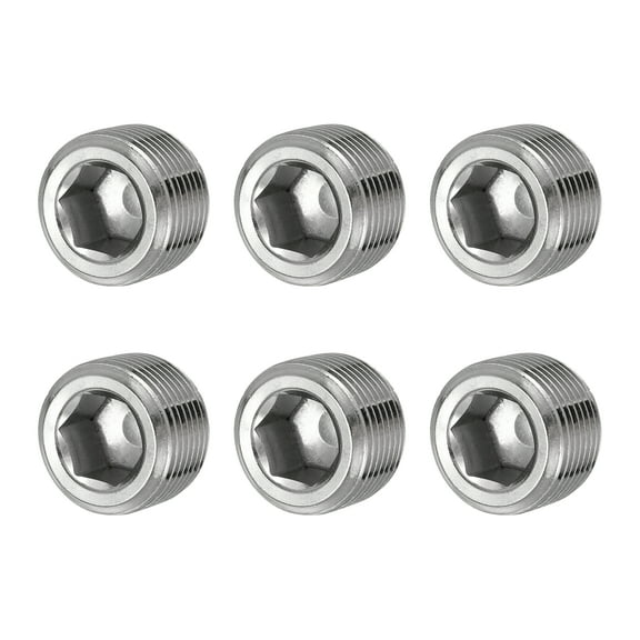 Pipe Plug Stainless Steel Internal Hex Thread Socket - 3/4 Inch NPT Male & 6 Pack