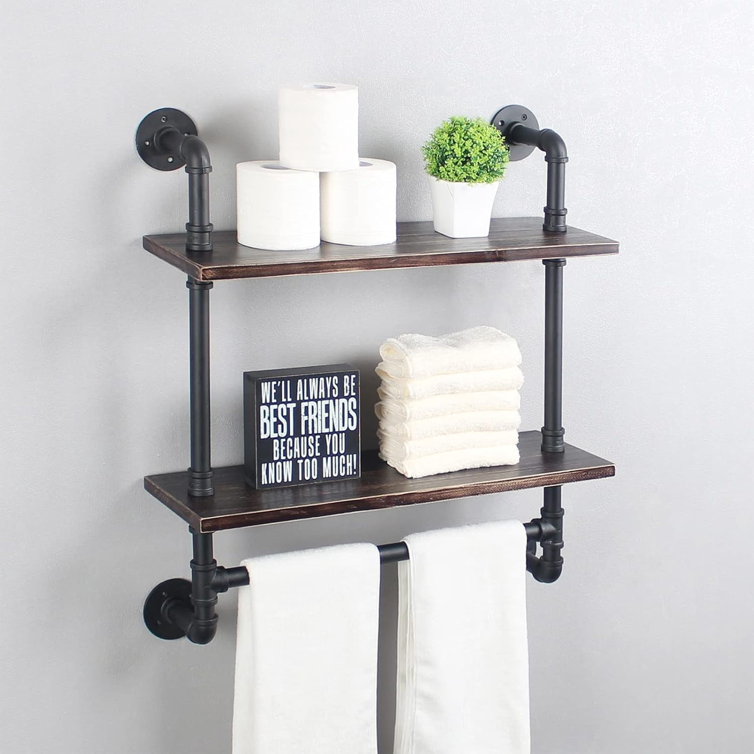 Pipe Shelving,Iron Pipe Shelves Industrial Bathroom Shelves with Towel ...