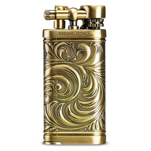 Pipe Special Lighter, Windproof Direct Impact Retro Bronze Travel Portable Lighter