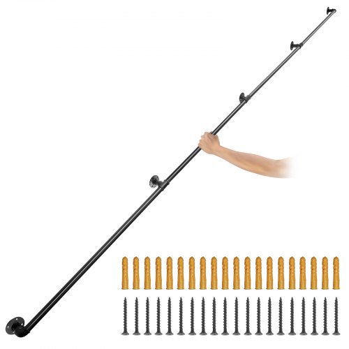 Pipe Stair Handrail, 13FT Staircase Handrail, 440LBS Load Capacity