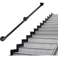 thumbnail image 1 of Pipe Stair Handrail, 7 Ft Metal Staircase Handrail, Black Galvanized Industrial Iron Hand Rail for Indoor & Outdoor Wall Mount Support, Wall Hand Railing,Safety Handle, Steps Baluster(HR08), 1 of 6