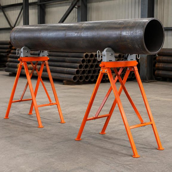 Pipe Stand, with roller head, made of #45 steel, supports 2 to 36 inch pipes, 2500 lbs load capacity