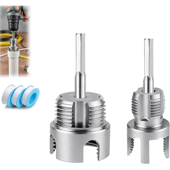 Pipe Tapping and Threading Tool, 1/2" 3/4" 1" Integrated Internal & External Pvc Pipe Thread Cutting Tool for Electric Drill, Dual-Function Thread Cutter for Plastic Pipes (3/4"+1")