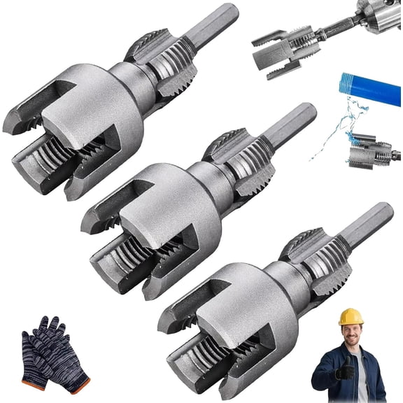 Pipe Tapping and Threading Tool, 2026 New Upgrade Pipe Threading Tool, Integrated Internal & External Pipe Threading Tool, 1/2 Inch 3/4 Inch PVC Thread Maker Tool for Electric Drill (1/2"+1")