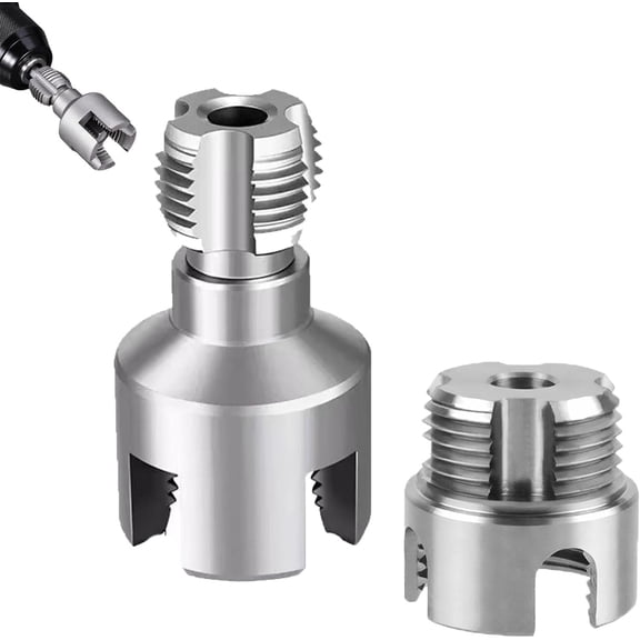 Pipe Tapping and Threading Tool, Dual-Function Integrated Internal & External Thread Cutter, 1/2'' and 3/4'' Plastic Water Pipe Internal and External, Wear-Resistant and Durable