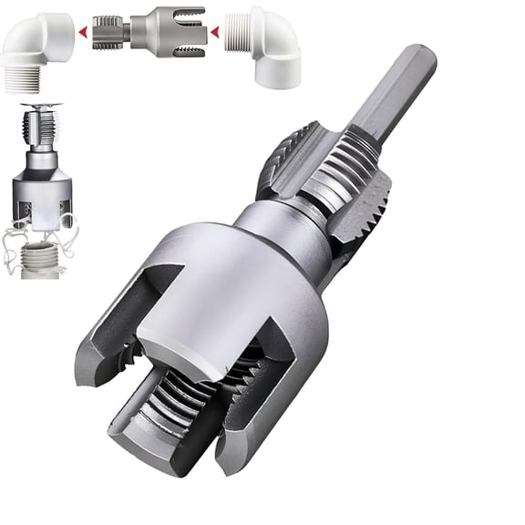 Pipe Tapping and Threading Tool, Integrated Internal & External Pipe Threading Tool, 1/2"＆3/4" Angle Bolt Repair Tool for Water Pipes, Compatible with Electric Drill, Pipes Installation ﻿