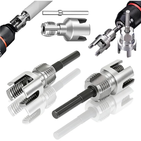 Pipe Tapping and Threading Tool, Integrated Internal & External Pipe Threading Tool, 2-Piece Set Dual Function Pipe Threader for 1/2"& 3/4" PVC/Plastic Pipes (1/2 Inch+3/4 Inch)