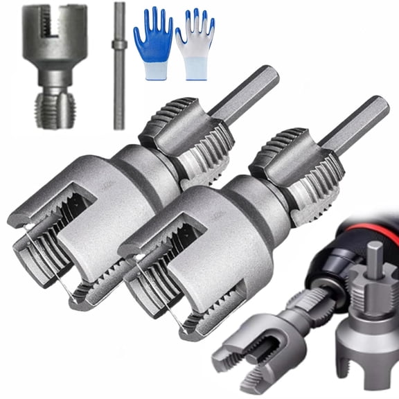 Pipe Thread Cutting Tool 4 in 1 Water Pipe Threader, Internal External Threading for 1/2 3/4 Inch PVC Pipes, Electric Drill Compatible
