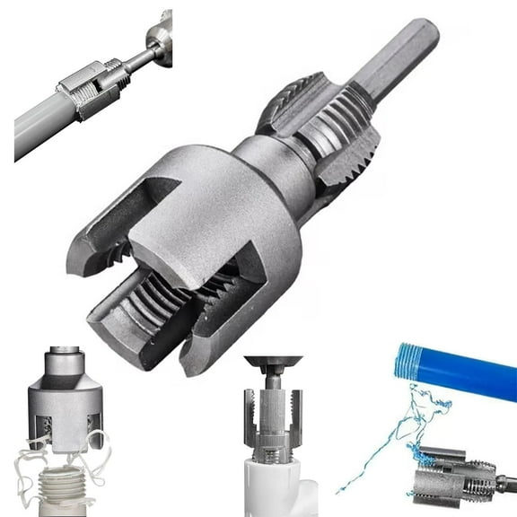 Pipe Thread Cutting Tool, Integrated Internal & External Pipe Threading Tool, Electric Drill Compatible PVC Pipe Threader Kit, Pipe Sizes Rethreading Tool (1/2"+3/4")