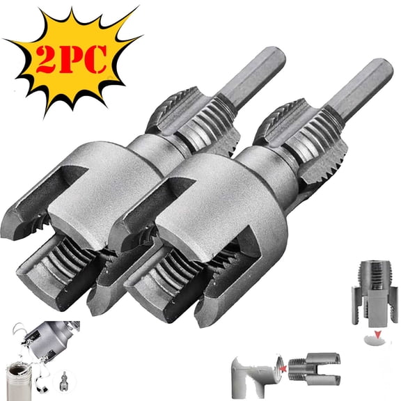 Pipe Thread Cutting Tool, Integrated Internal & External Pipe Threading Tool, PVC Thread Maker Tool Plastic Pipe Threading Tool Kit Rethreading Tool for 3/4" (DN20) Pipe Size(2PCS)