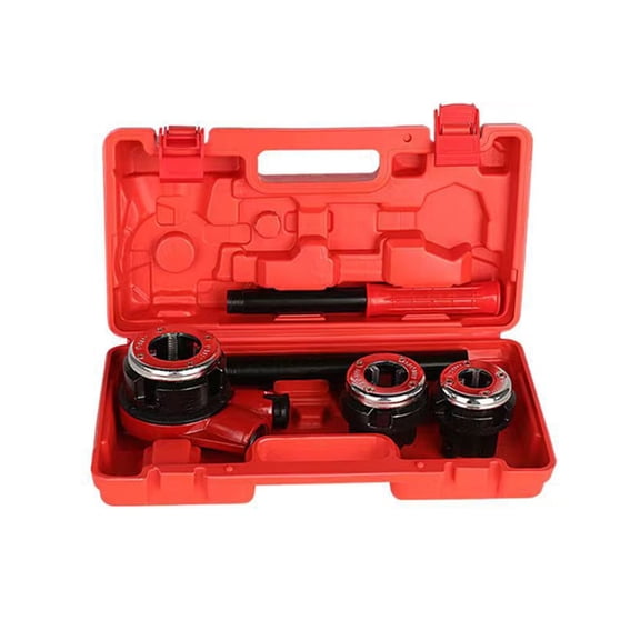 Pipe Threader Kit Manual Plumber Pipe Threading Set Ratcheting Pipe Threading Tool Set with Storage Case Convenient