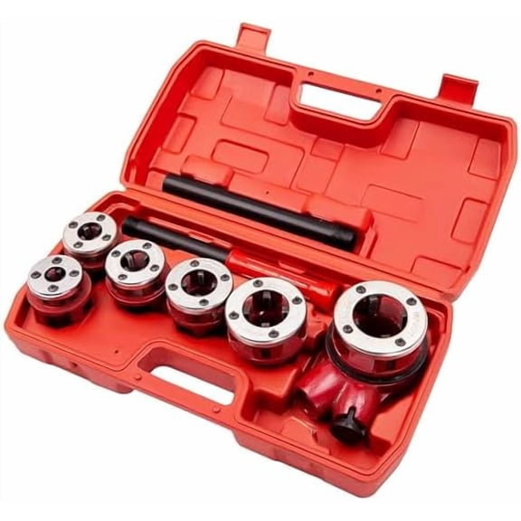 Pipe Threader Kit, Ratchet Pipe Threader Kit Manual Ratcheting Pipe Threading Tool Set W/6 Dies 1/4", 3/8", 1/2", 3/4", 1", 1-1/4" for Galvanized Aluminum Iron Copper Pipes$$Tools & Hardware Other