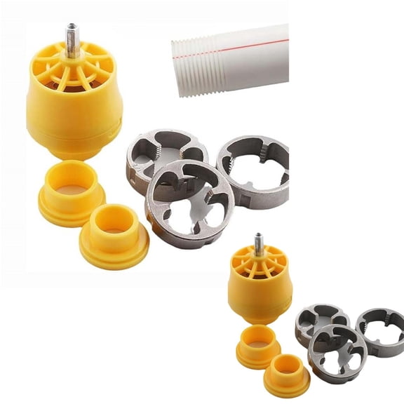 Pipe Threader Kit,Threading Tool,Thread Maker,PVC thread Maker Tool for Electric Drill - Plastic Pipe Tap Die Set,Pipe Threader Kit(2set 3Thread+1PVC Thread Maker Tool+2Round Die)from QiwagFerng