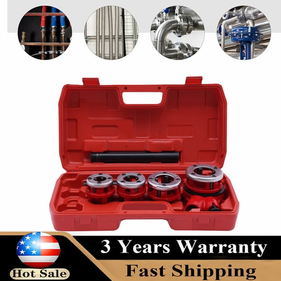 Pipe Threading Kit Pipe Threader 1/2''-1-1/4'' BSPT Plumber Set Die Dies Set Red