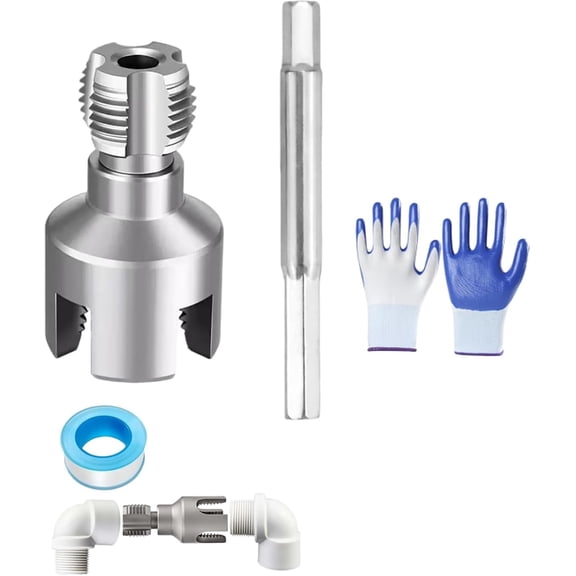 Pipe Threading Tool For Pvc, 2026 New Professional PVC Pipe Threading Tool with 1/2'' 3/4'' 1'' Dies, Integrated Internal & External Threader