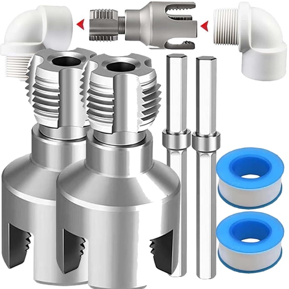 Pipe Threading Tool for Electric Drill - 2025 Thread Cutter for 1/2" & 3/4" PVC Plastic Pipes, Internal & External Thread Kit, DN15 DN20 Compatible
