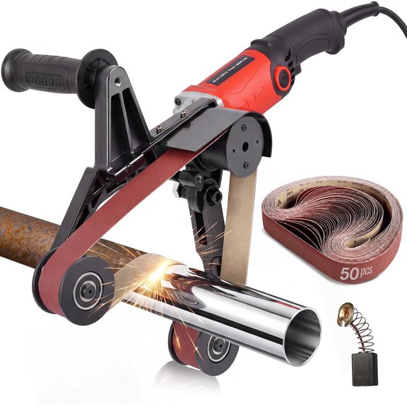 Pipe Sander Tube Polisher, 110V 800W Handheld Belt Sander, 6-Speed Grinder for Metal Tube Polishing