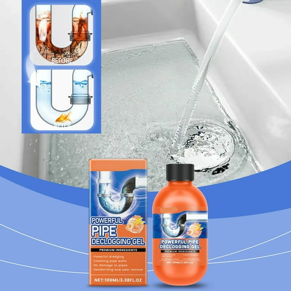 Pipe Unclogger, Kitchen Toilet Sink Sewer Cleaner, Powerful Dredging Agent, Clog Removal, Hard Water Deposits Stain Remover, Odorless, Fume-free, Safe for Pipes, Wide Application, Easy to Use
